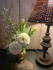 "gatsby " // fresh cut floral arrangement in gold vintage vase