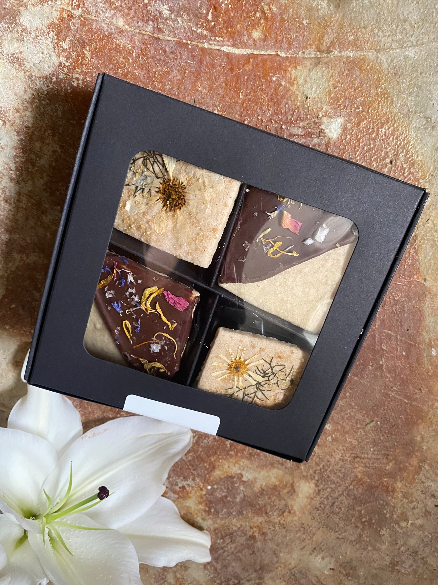 Assorted botanical shortbread cookies