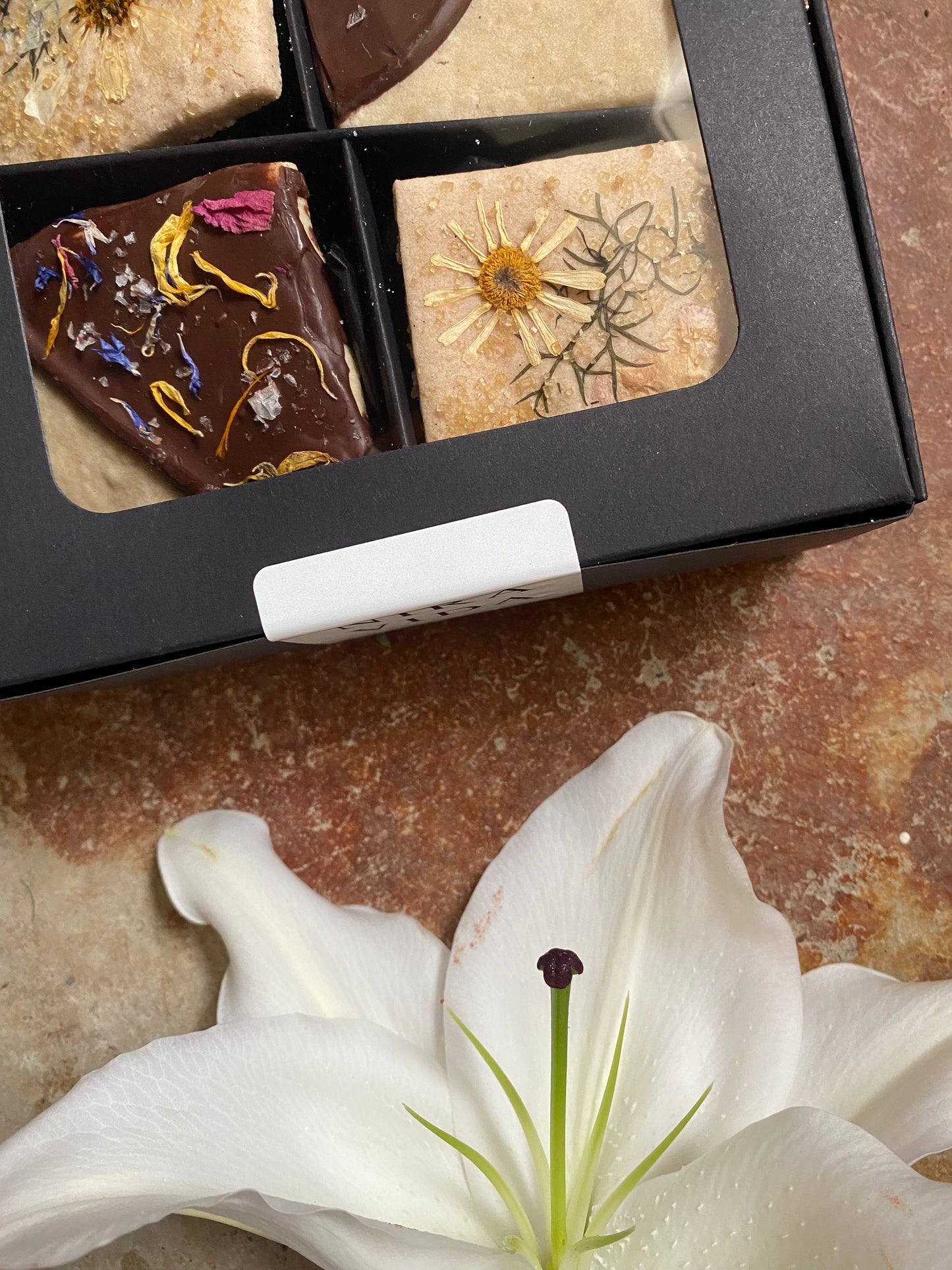 Assorted botanical shortbread cookies