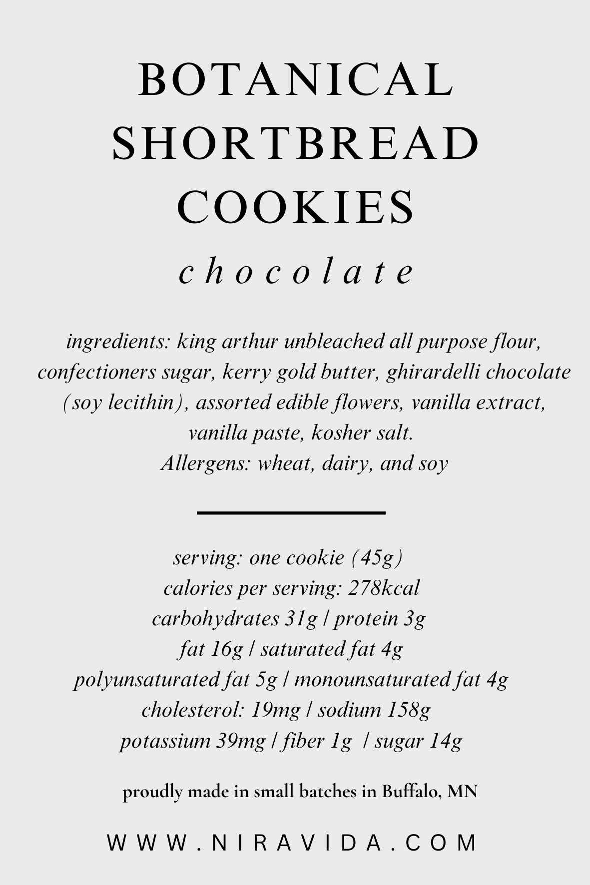 Chocolate botanical shortbread cookies